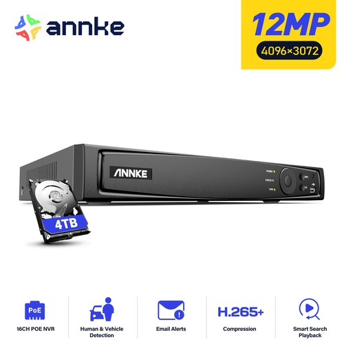 Annke 8ch 16ch 12mp nvr - 16ch, poe